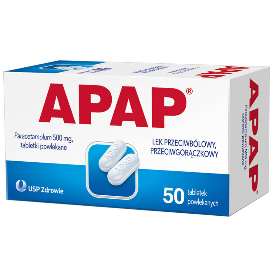 Apap 500 mg, 50 film-coated tablets