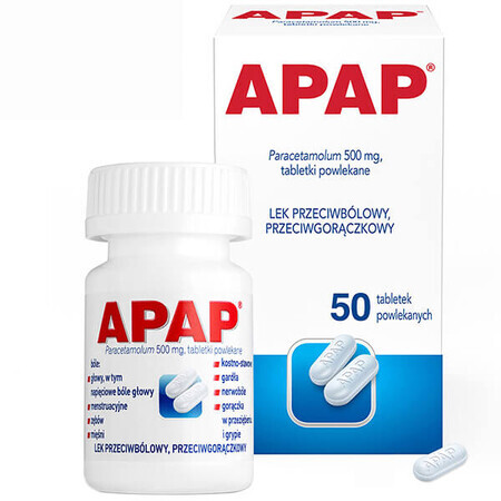 Apap 500 mg, 50 film-coated tablets