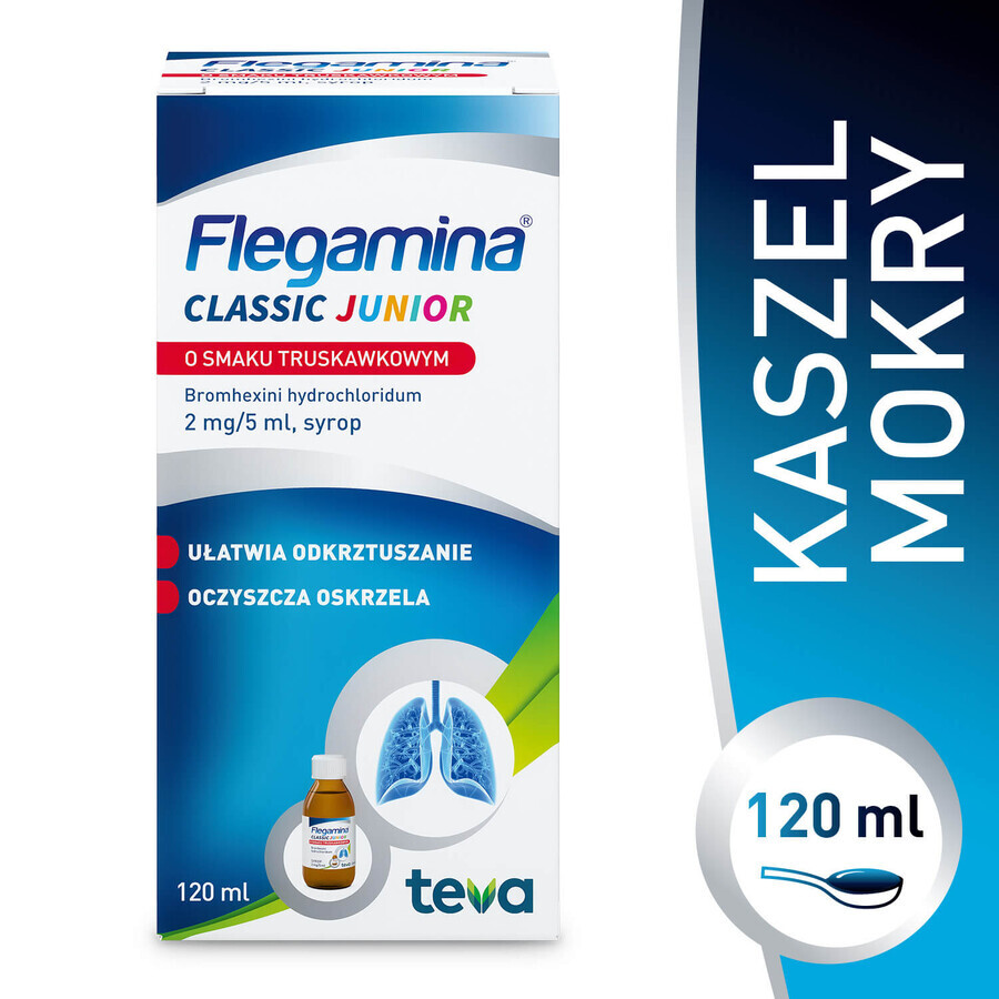 Flegamina Junior 2 mg/ 5 ml, aromă de căpșuni, sirop, 120 ml