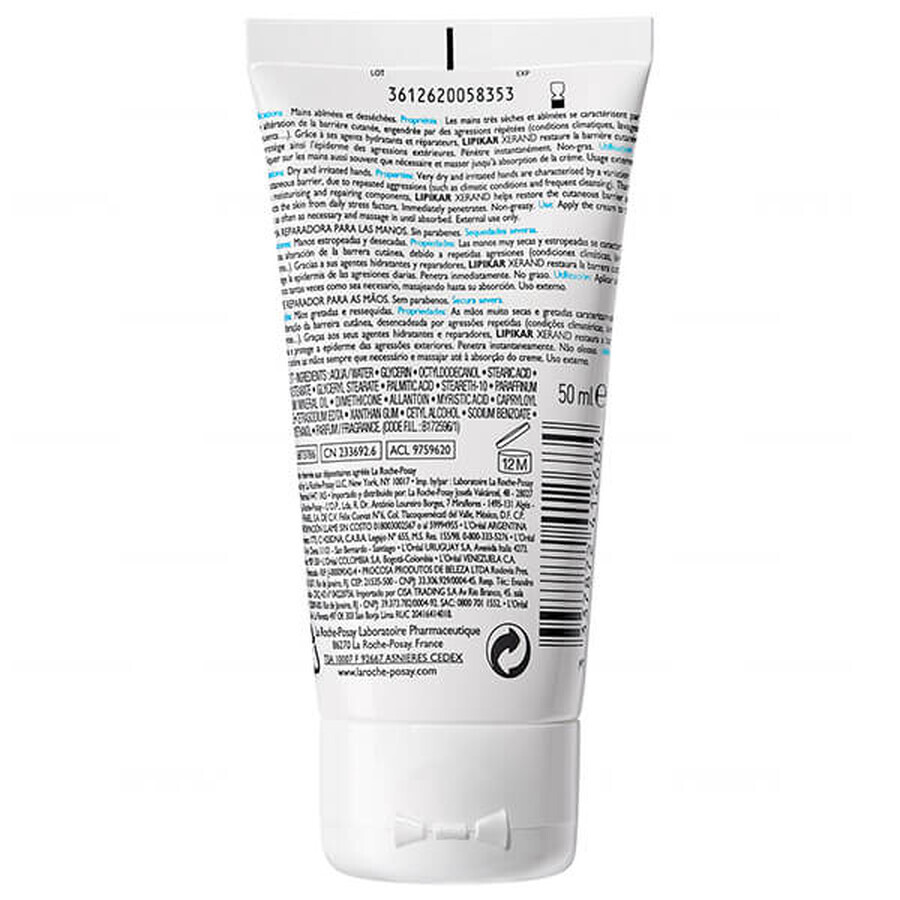 La Roche-Posay Lipikar Xerand, Handcreme, sehr trockene Haut, 50 ml