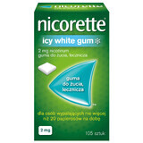 Nicorette Icy White Gum 2 mg, chicle medicinal, 105 unidades