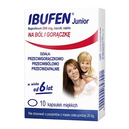 Ibufen Junior 200 mg, für Kinder ab 6 Jahren, 10 Weichkapseln