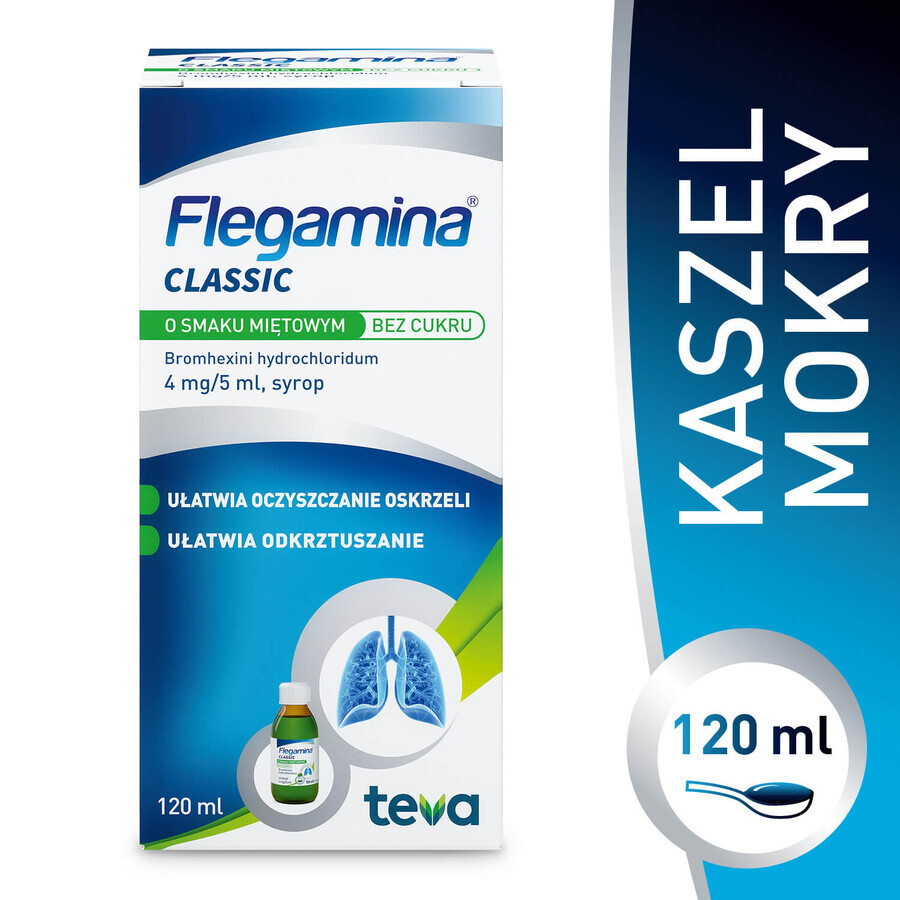 Flegamina Classic sabor menta sin azúcar 4 mg/ 5 ml, jarabe, 120 ml