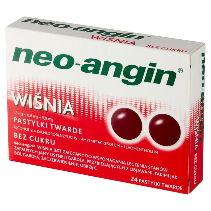 Neo-Angin Cherry 1.2 mg + 0.6 mg + 5.9 mg, 24 hard pills