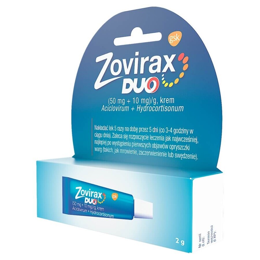 Zovirax Duo (50 mg + 10 mg)/g, cream, 2 g