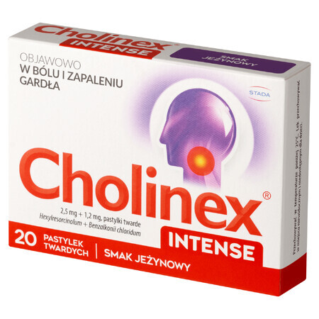 Cholinex Intense 2,5 mg + 1,2 mg, goût mûre, 20 pastilles dures