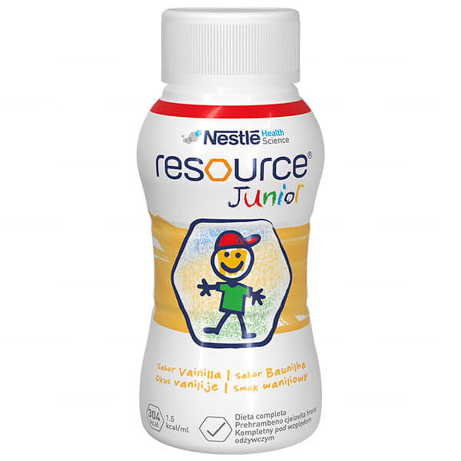 Resource Junior, pregătire nutrițională peste 1 an, aromă de vanilie, 4 x 200 ml 