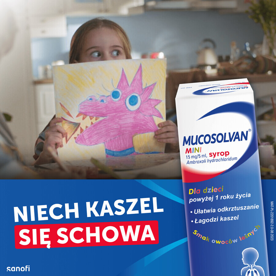 Mucosolvan Mini 15 mg/5 ml, syrup for children over 1 year, berry flavor, 100 ml