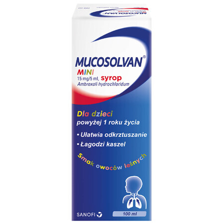 Mucosolvan Mini 15 mg/5 ml, syrup for children over 1 year, berry flavor, 100 ml