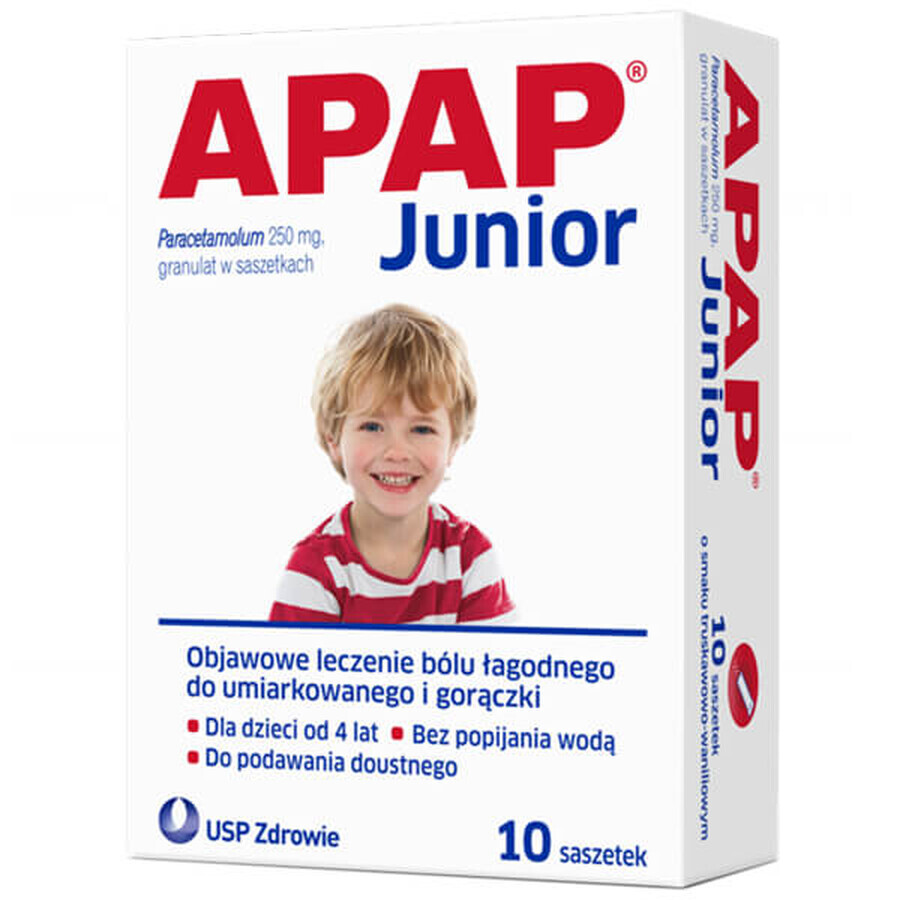 Apap Junior 250 mg, granulato, 10 bustine