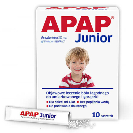 Apap Junior 250 mg, granulato, 10 bustine