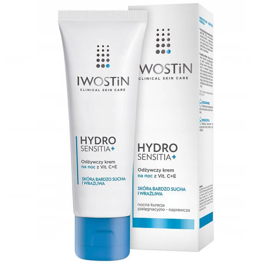 Iwostin Hydro Sensitia, nährende Nachtcreme mit Vitaminen C+E, 50 ml