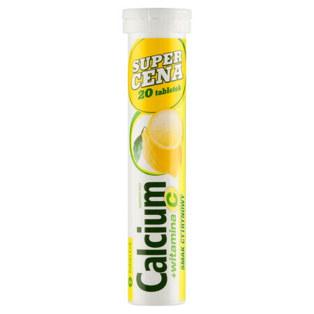 Calcium + vitamine C, arôme citron, 20 comprimés effervescents