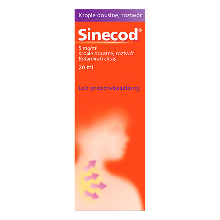 Sinecod 5 mg/ml, gouttes orales, solution, 20 ml