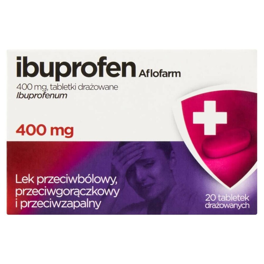 Ibuprofen Aflofarm 400 mg, 20 Reizstofftabletten