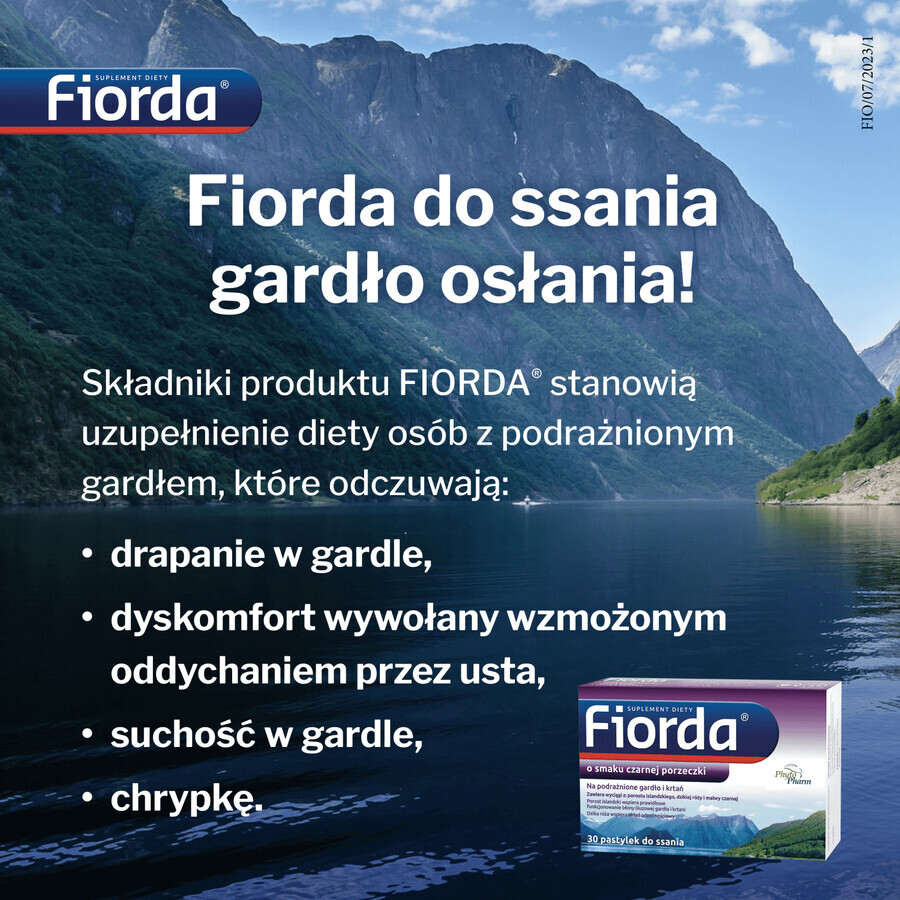 Fiorda, blackcurrant flavor, 30 tablets