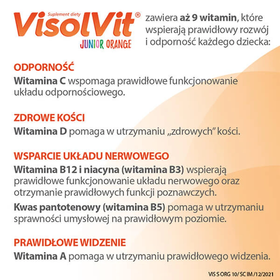 Visolvit Junior Orange, voor kinderen vanaf 3 jaar, 10 sachets