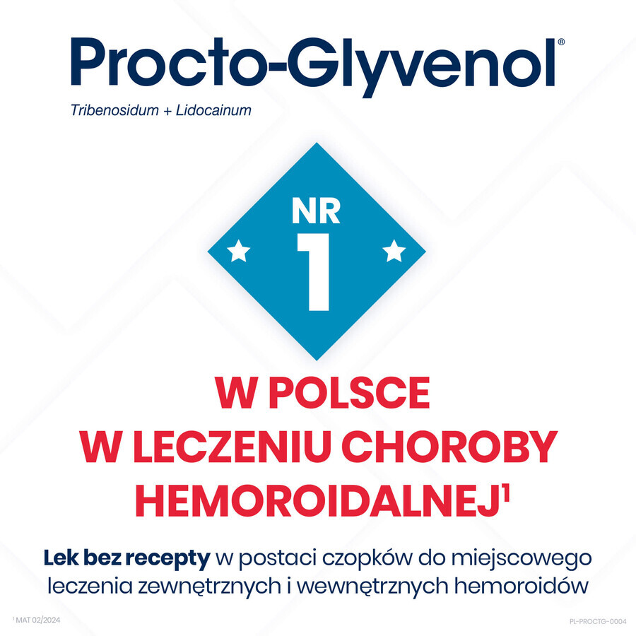 Procto-Glyvenol 400 mg + 40 mg, suppositories, 10 pieces