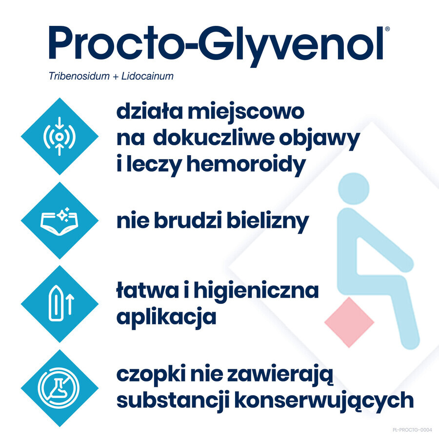 Procto-Glyvenol 400 mg + 40 mg, suppositories, 10 pieces