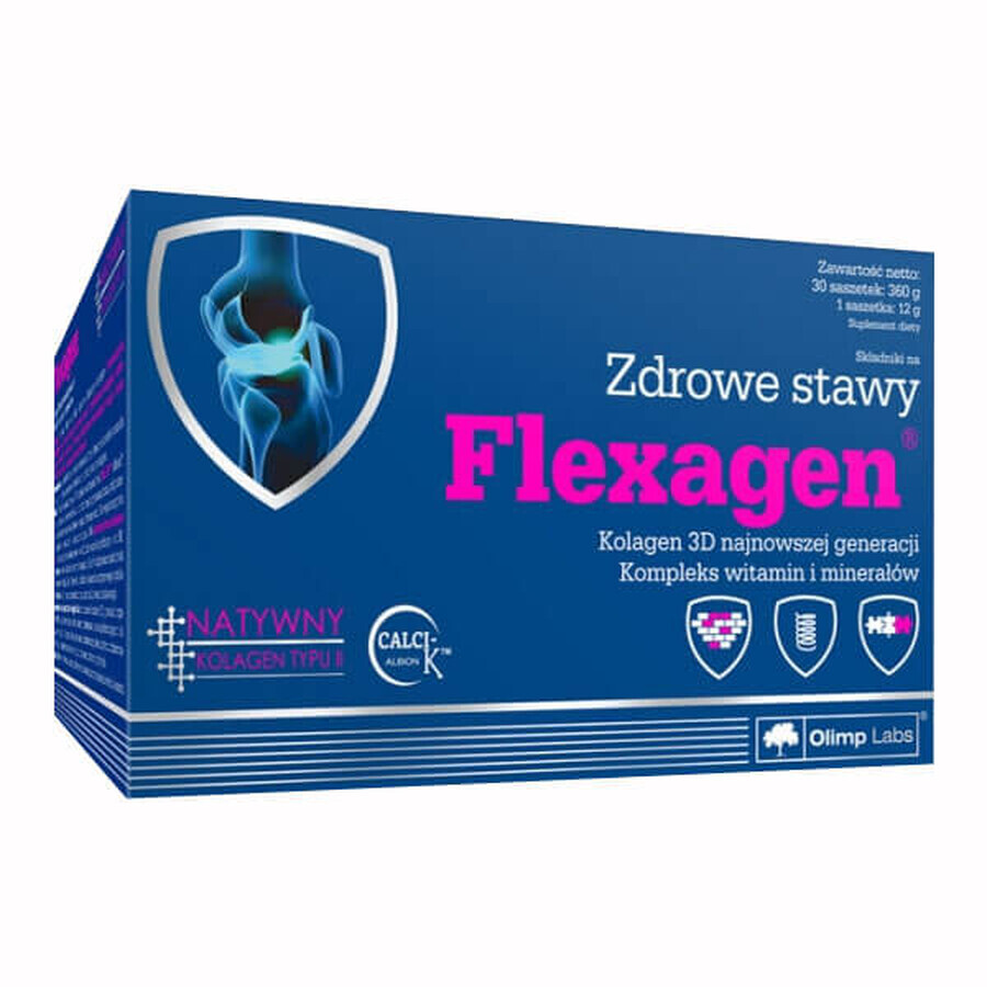 Olimp Flexagen, frambozensmaak, 12 g x 30 sachets