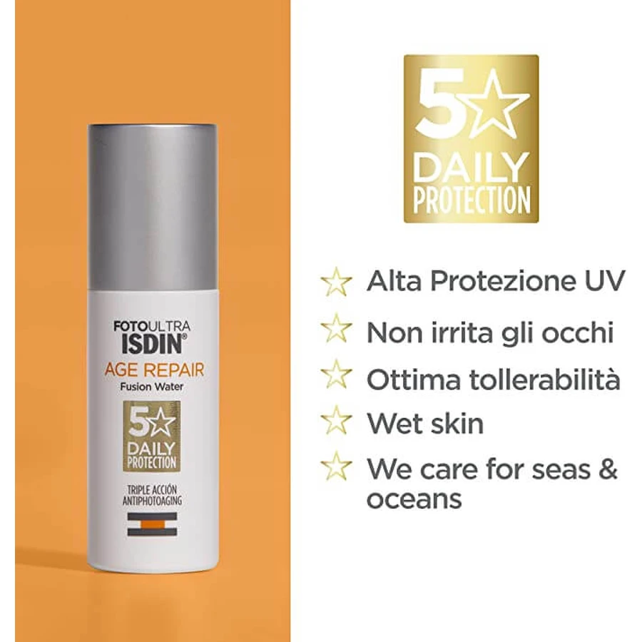 Isdin Fusion Water Age Repair Sun Protection Fluid for Face with SPF 50, 50 ml