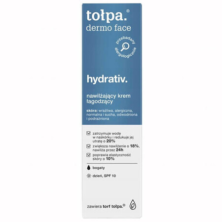 Tolpa Dermo Face Hydrativ, crema hidratante calmante, FPS 10, 40 ml