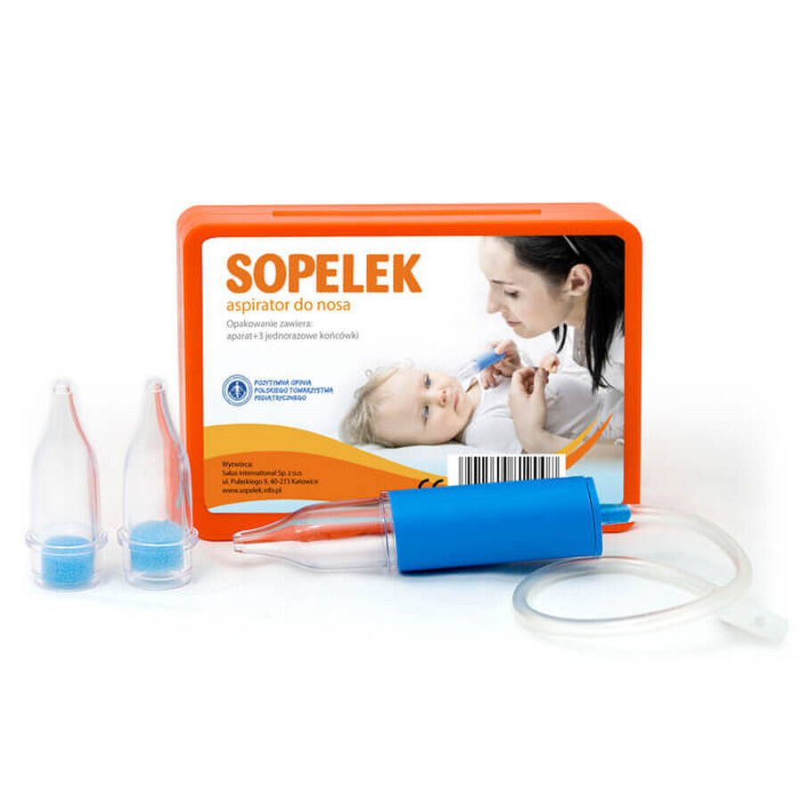 Sopelek, aspirateur nasal, dès la naissance + embouts d'aspiration avec filtre, 3 pièces