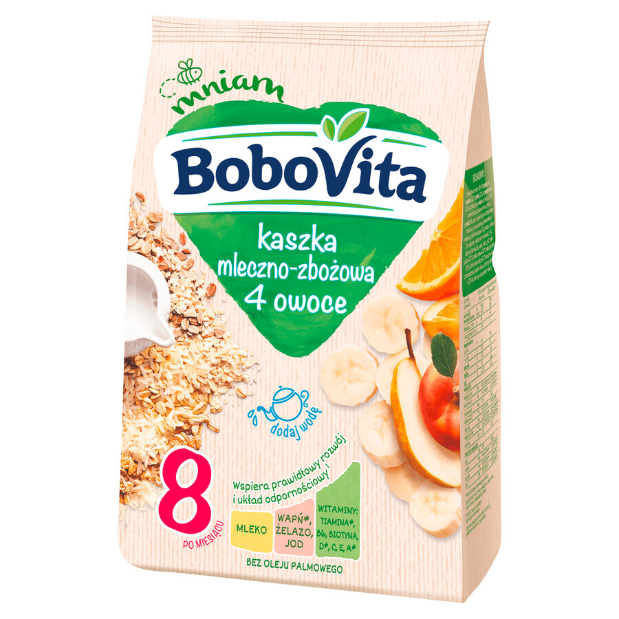 BoboVita Bouillie au lait et aux céréales, 4 fruits, après 8 mois, 230 g