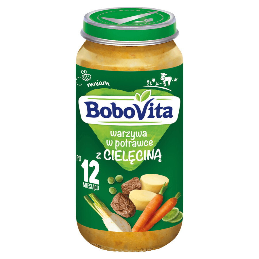 BoboVita Dinner, legume într-un vas cu vițel, după 12 luni, 250 g