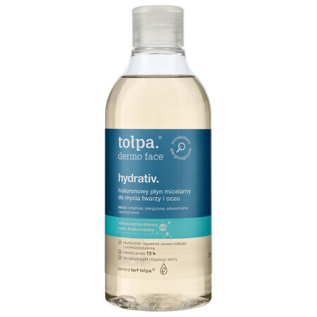 Tolpa Dermo Face, Hydrativ, fluido micellare per viso e occhi, idratante, 400 ml