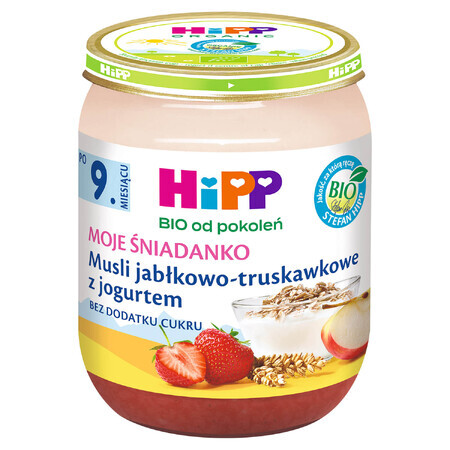 HiPP Moje Śniadanko Bio, Apfel-Erdbeer-Müsli mit Joghurt, nach 9 Monaten, 160 g