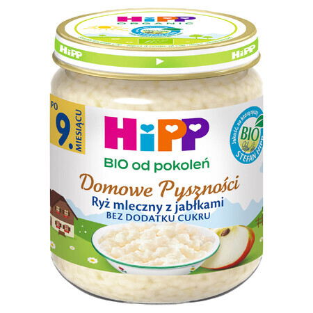 HiPP Delicias Caseras Bio, arroz con leche y manzana, después de 9 meses, 200 g