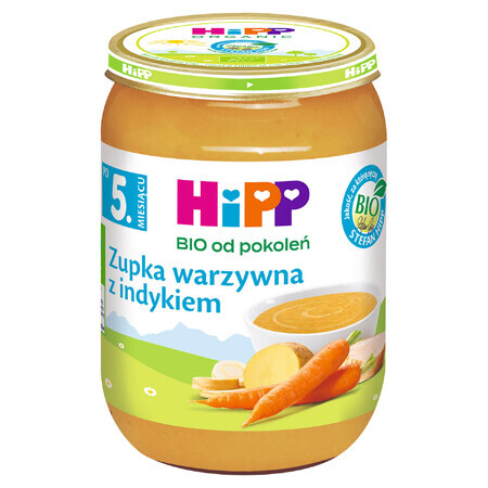 HiPP Bio supă de legume cu curcan, după 5 luni, 190 g