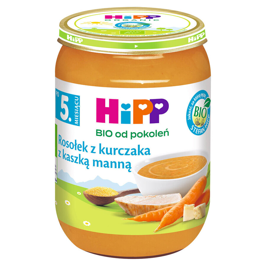 HiPP Bio Supă de bulion de pui cu semolă, după 5 luni, 190 g