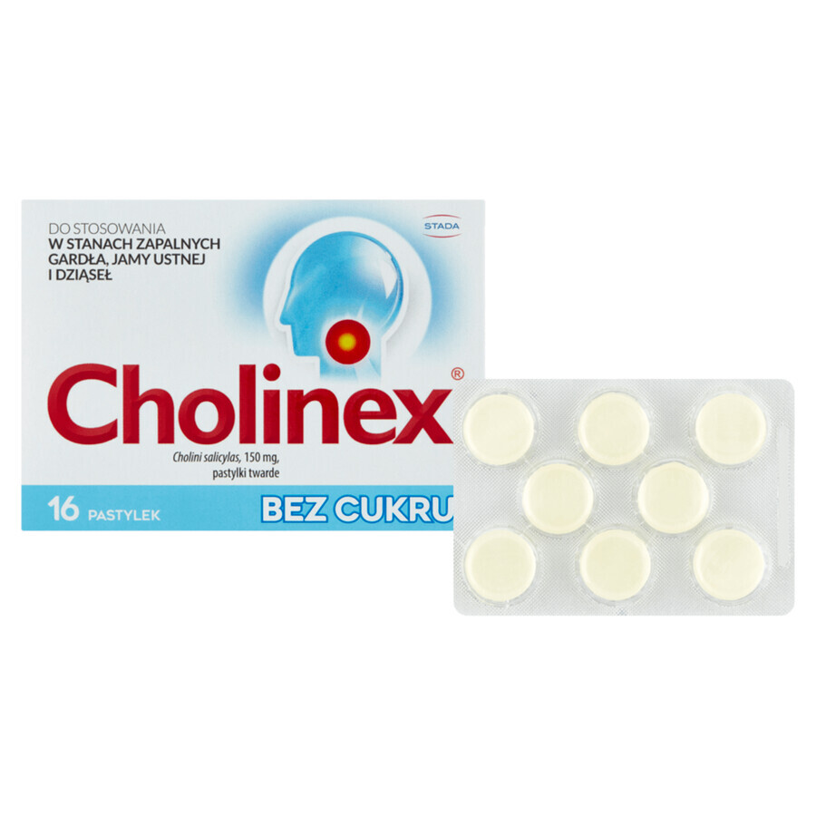 Cholinex 150 mg, sin azúcar, 16 pastillas