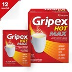 Gripex Hot Max 1000 mg + 100 mg + 12,2 mg, polvo para solución oral, 12 sobres