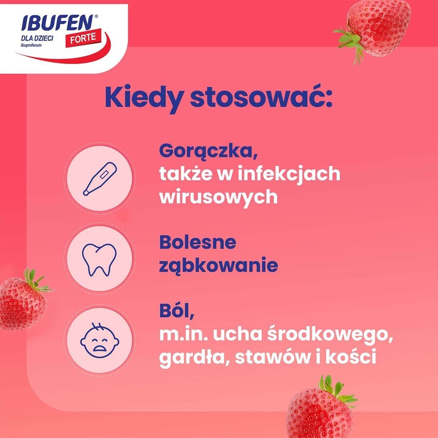 Ibufen für Säuglinge Forte Erdbeergeschmack 200 mg/ 5 ml, Suspension zum Einnehmen ab 3 Monaten, 40 ml