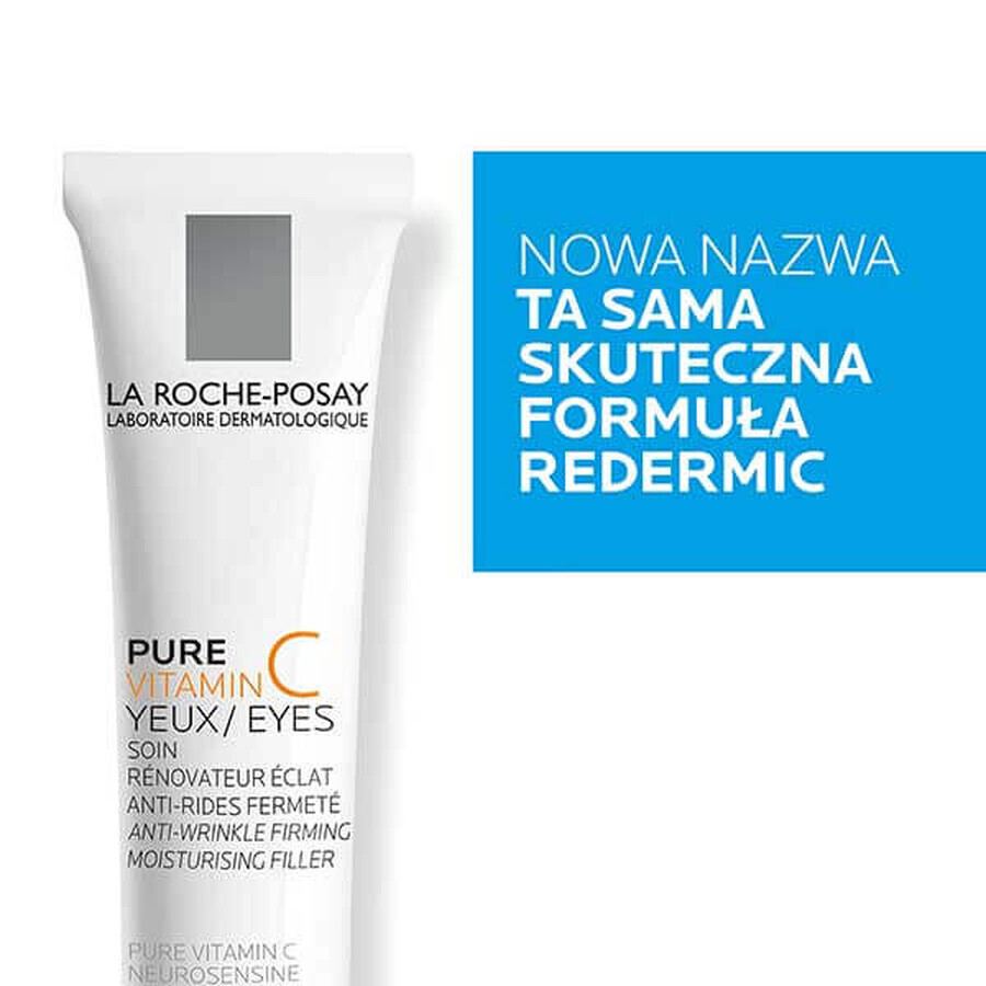 La Roche-Posay Pure Vitamin C Eyes, intensiv feuchtigkeitsspendende und straffende Anti-Falten-Augenpflege, 15 ml