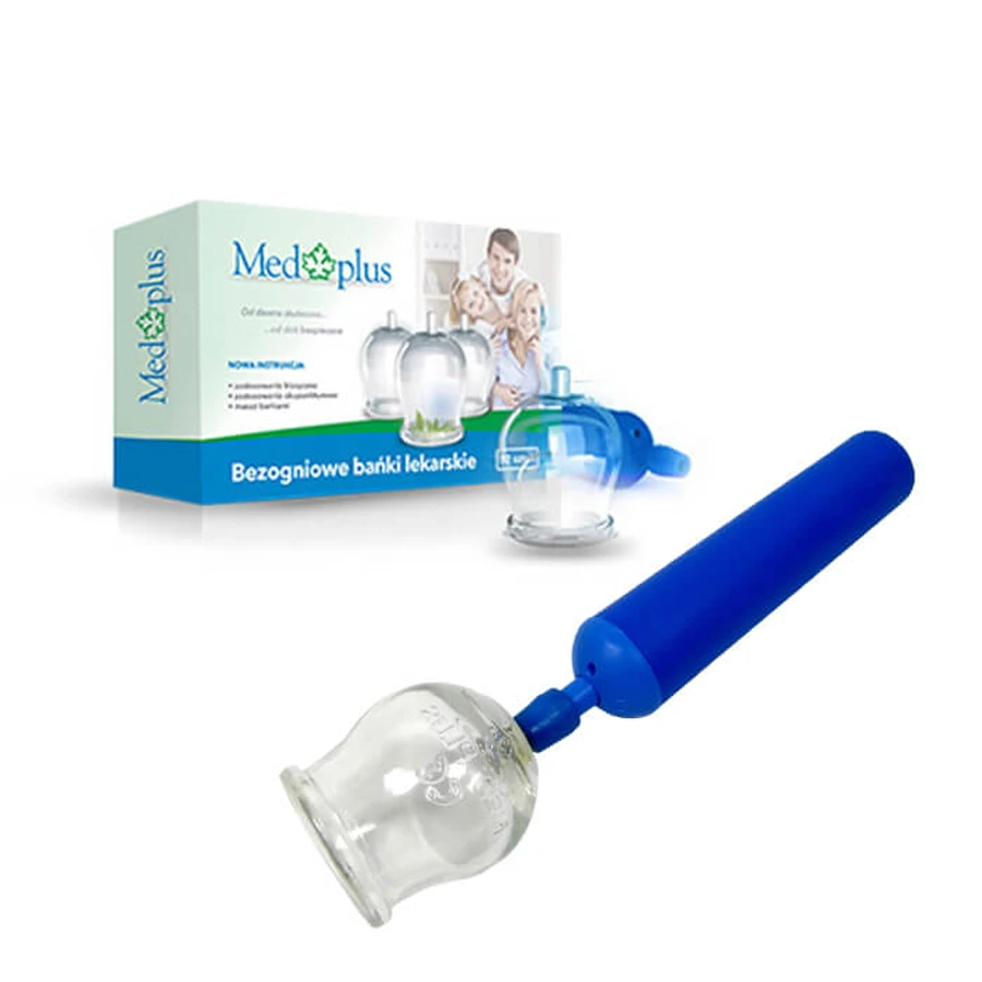 Med Plus, medicina a bolle d'aria, senza fuoco, 8 pezzi + pompa 