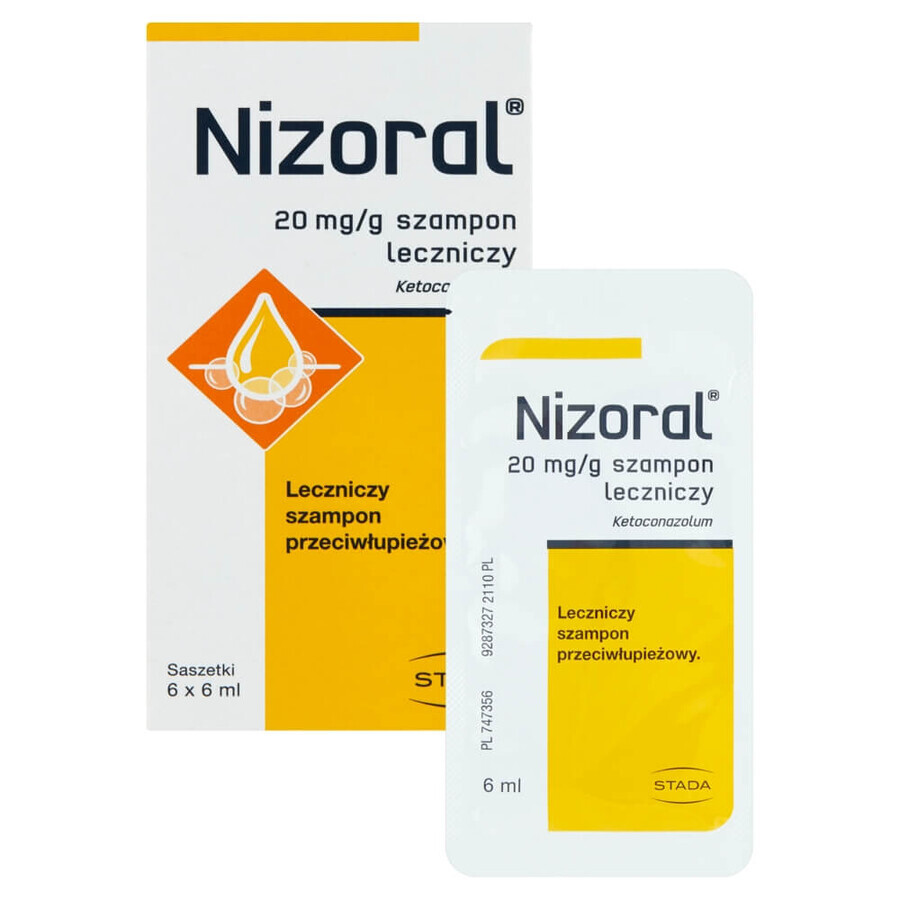 Nizoral 20 mg/g, șampon anti-mătreață, 6 ml x 6 pliculețe