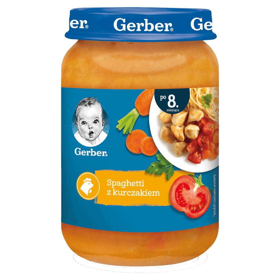 Gerber Obiadek, espaguetis con pollo, a partir de 8 meses, 190 g