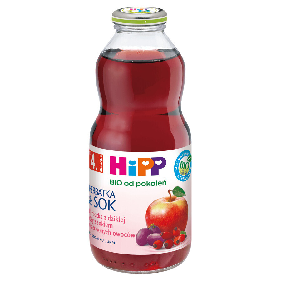 HiPP Tee &amp; Saft Bio, Hagebuttentee mit rotem Fruchtsaft, nach 4 Monaten, 500 ml