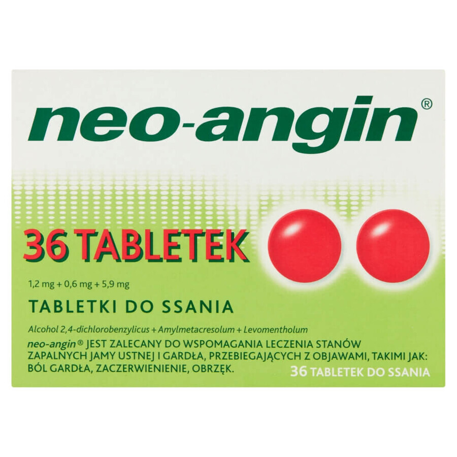 Neo-Angin 1.2 mg + 0.6 mg + 5.9 mg, 36 pills