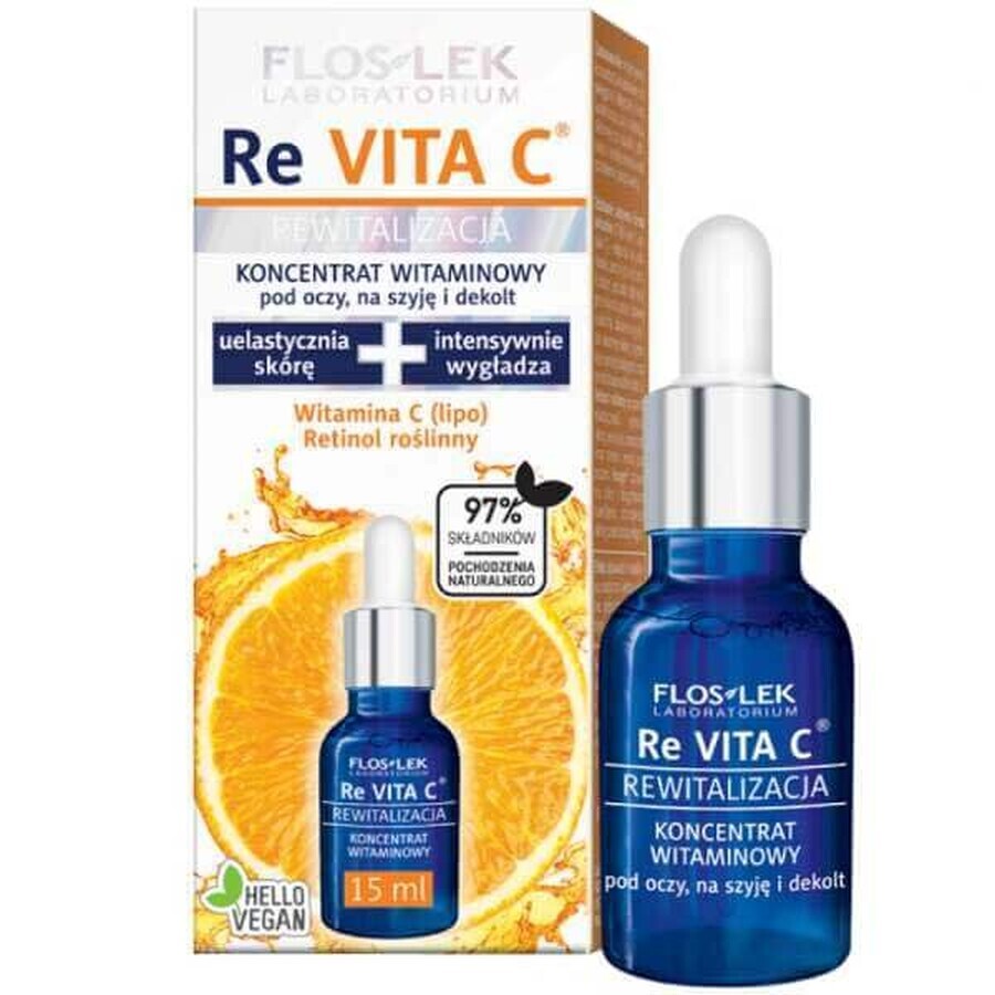 Floslek Revita C, concentrado vitamínico para ojos, cuello y escote, 15 ml