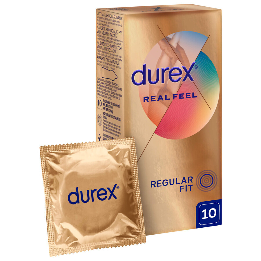 Durex Real Feel, glatte Nicht-Latex-Kondome, 10 Stück