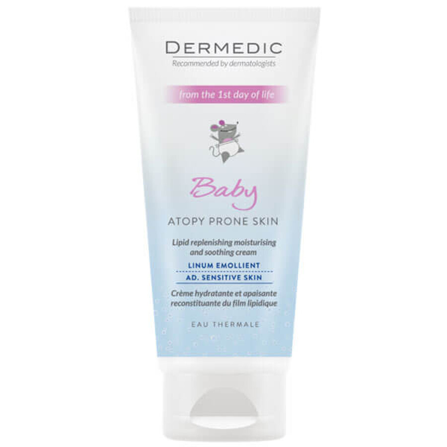 Dermedic Linum Emolient Baby, feuchtigkeitsspendende und beruhigende lipid-ergänzende Creme ab dem 1. Lebenstag, trockene, atopische Haut, mit Anzeichen von Psoriasis, 100 ml