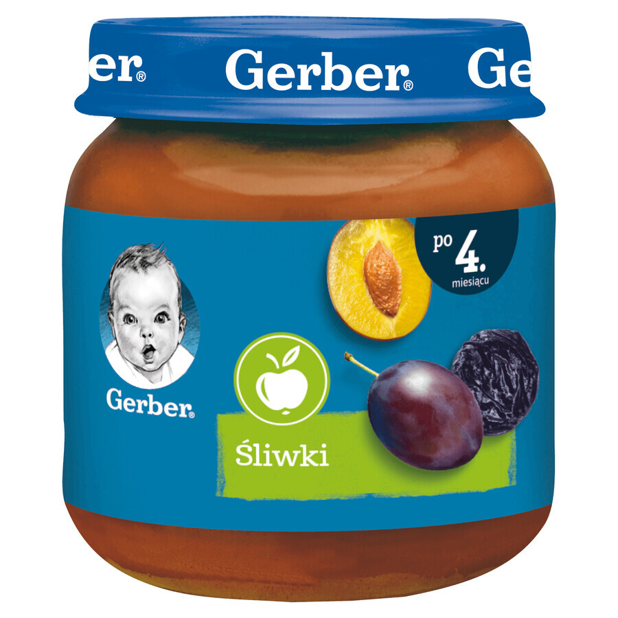 Gerber Dessert, Pflaumen, nach 4 Monaten, 125 g