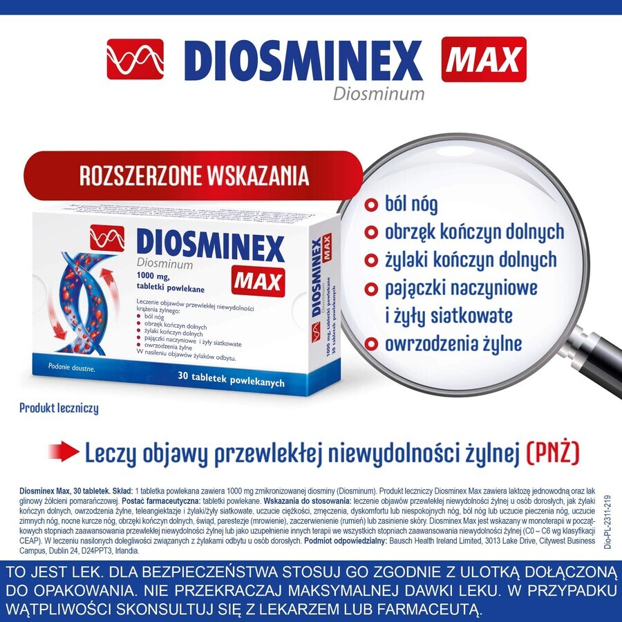 Diosminex Max 1000 mg, 30 comprimate filmate