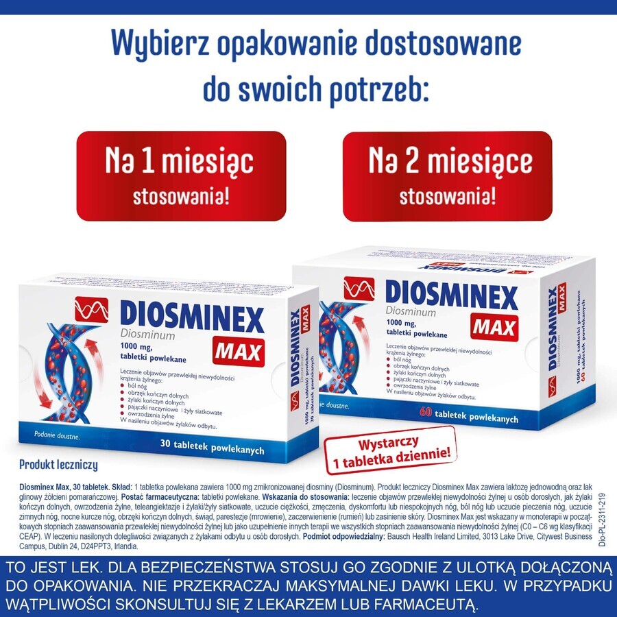 Diosminex Max 1000 mg, 30 comprimate filmate