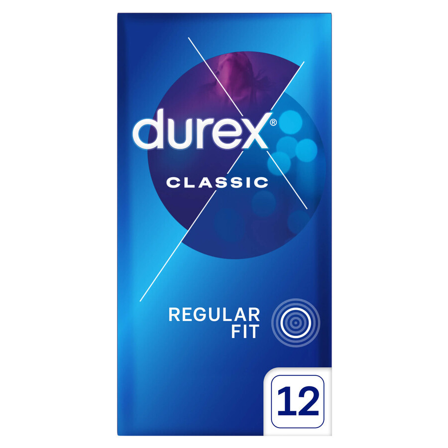 Durex Classic, classic smooth condoms, 12 pieces